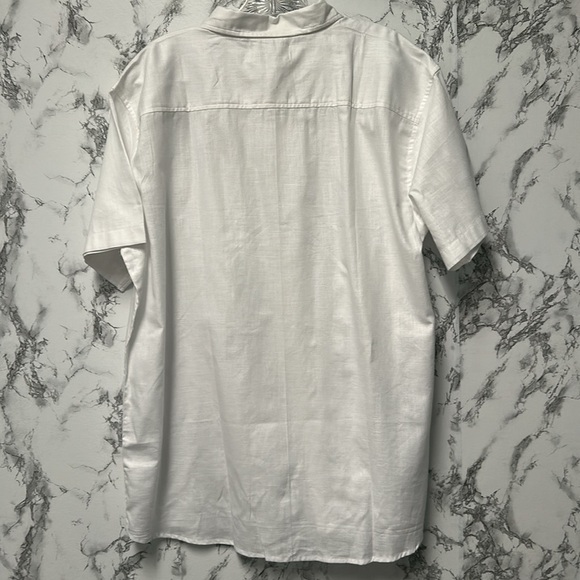 Hemstitch Men's Short Sleeve Cotton Button Down Shirt Collared Summer Size XXL - Picture 9 of 11